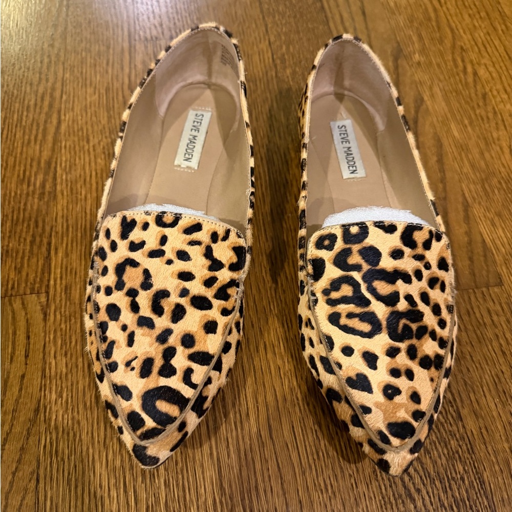 Steve Madden Tan and Black Leopard Flats